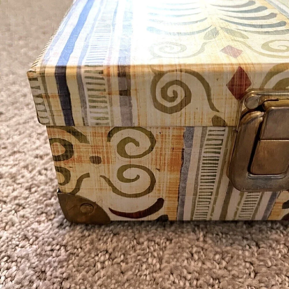 Rustic Chic Jewelry Box Mirrored Gold Clasp Storage Photos Trinkets Brown Ethnic